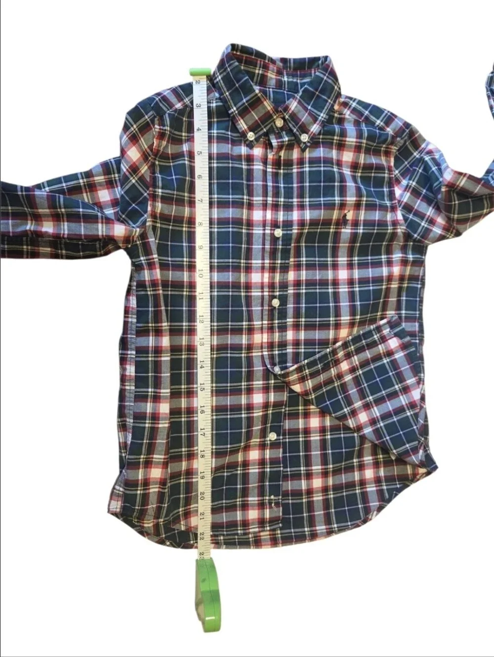 Ralph Lauren Boys Size 7 Plaid Button Down Shirt Natural Stretch